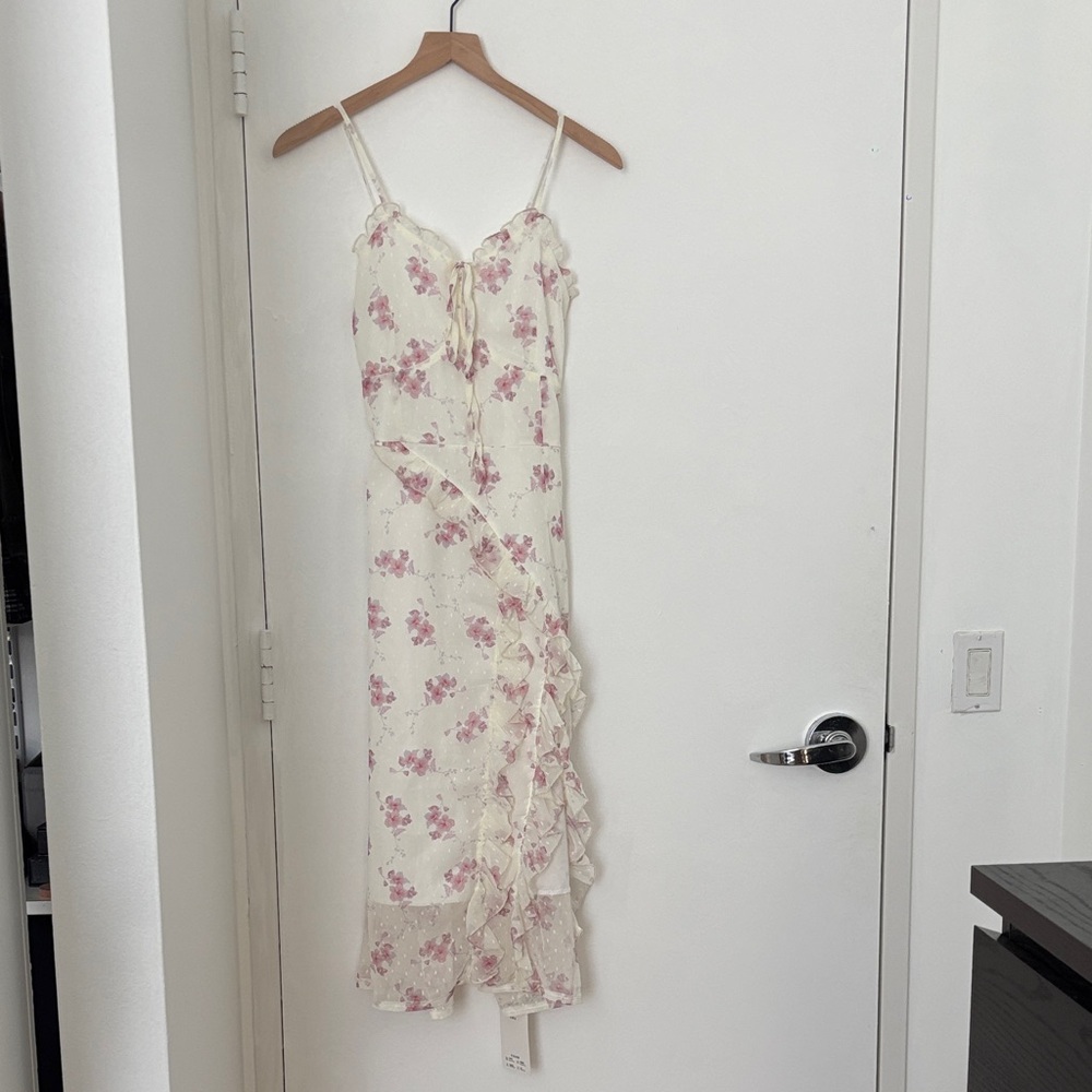 Floral Cream and Pink Women's Dress